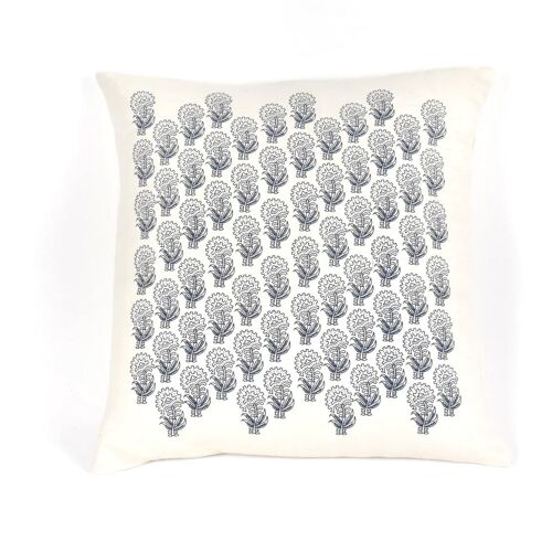 Kissenbezüge aus handgesponnener Biobaumwolle - Flowers Blockprint