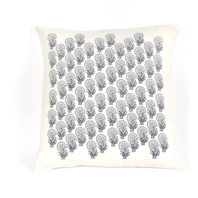 Fundas de almohada hechas de algodón orgánico hilado a mano - Estampado de flores en bloque