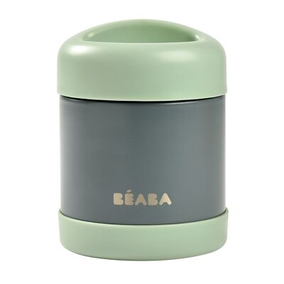 BEABA, Insulated stainless steel portion 300 ml (mineral grey/sage green)