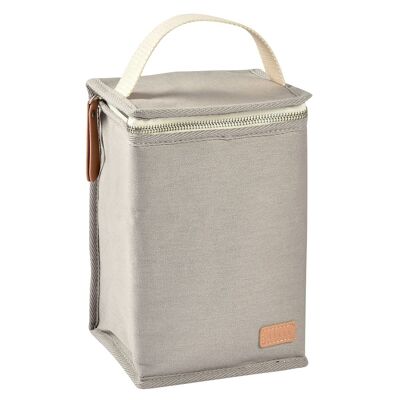 BEABA, Pearl gray canvas insulated lunch pouch