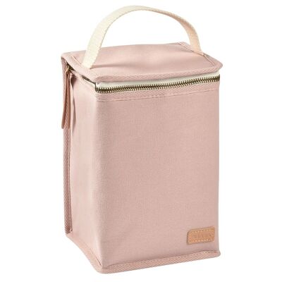 BEABA, Powder pink canvas insulated lunch pouch