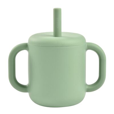 BEABA, Sage green silicone straw cup