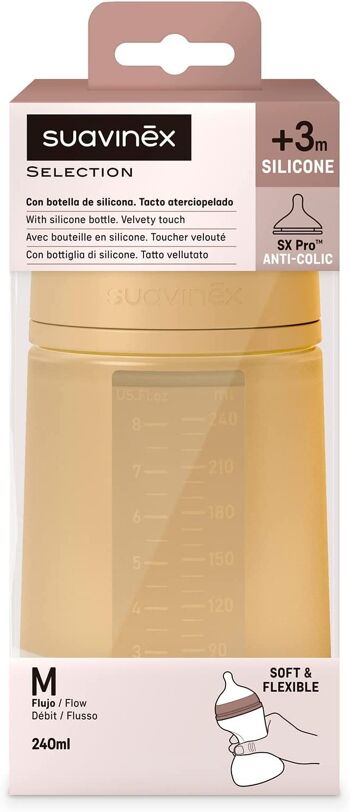 SUAVINEX, BIBERON SILICONE MOUTARDE COLOUR ESSENCE 250ml 3