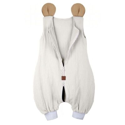 Hi Little One - Gigoteuse en mousseline de coton SOURIS Blanc & Beige