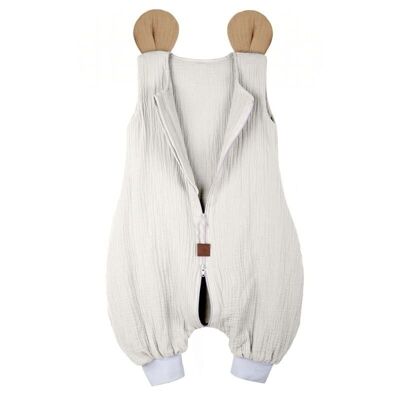 Hi Little One - muslin cotton sleeping bag MOUSE White & Beige