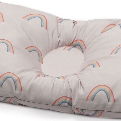 4-in-1 hand feeding pillow + bed protector made of BIO organic cotton RAINBOW