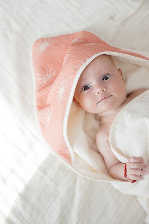 Baby towel with a bamboo terry hood RAINBOW