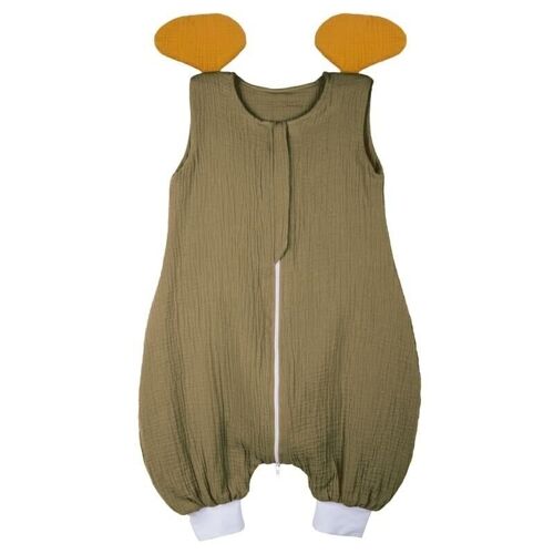 Hi Little One - muslin cotton sleeping bag ELEPHANT Green Hunter & Mustard