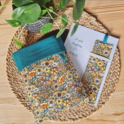 Book Pouch & Bookmark Set - Mustard Flowers