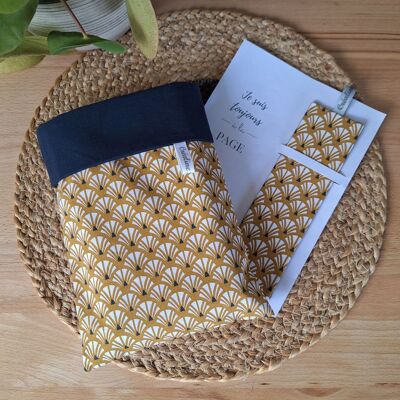 Book Pouch & Bookmark Set - Art Deco Mustard