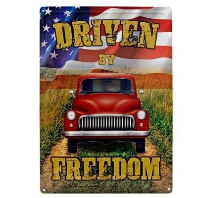 Plaque en tôle 30 x 43 cm Vintage Truck Driven by Freedom