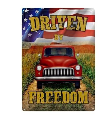 Plaque en tôle 30 x 43 cm Vintage Truck Driven by Freedom 1