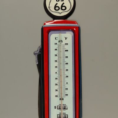 XL Blech Thermometer "Route 66"
