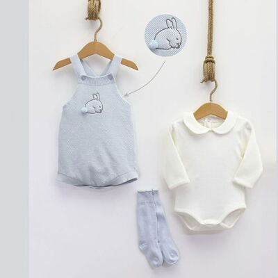 A Pack of Four Sizes 100% Cotton 0-12M Baby Knitwear Sporty Bunny Romper Set