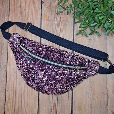 Pink sequin belt bag