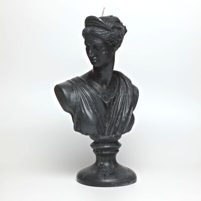 Große schwarze Diana XL-Kerze mit griechischem Göttinnenkopf – römische Büstenfigur – Geschenk, Deko, trendig, jung und Weihnachten
