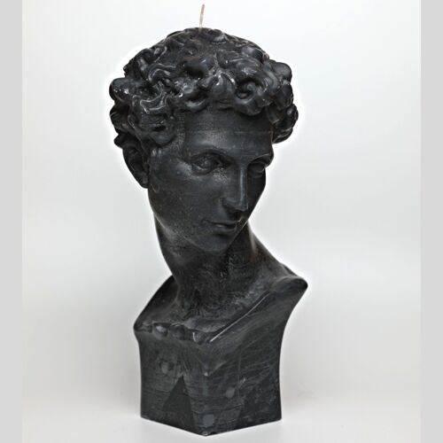 Black Hermes XL Greek God Head Candle - Roman Bust Figure