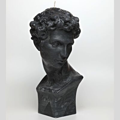 Grande Bougie Tête de Dieu Grec Hermes XL Noire - Figure Buste Romain - Cadeau, Déco, Tendance, Jeune & Noël