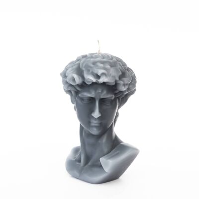 Graue David-Kerze mit griechischem Kopf – römische Büstenfigur – Geschenk, Deko, trendig, jung und Weihnachten