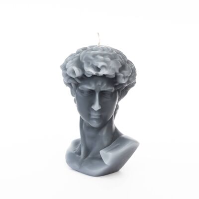 Gray David Greek Head Candle - Roman Bust Figure