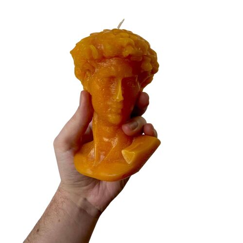 Mustard David Greek Head Candle - Roman Bust Figure