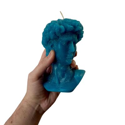 Turquoise David Greek Head Candle - Roman Bust Figure