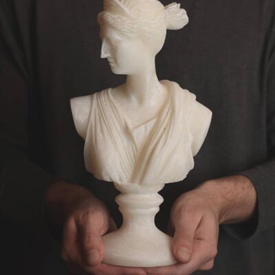 Große weiße Diana XL-Kerze mit griechischem Göttinnenkopf – römische Büstenfigur – Geschenk, Deko, trendig, jung und Weihnachten