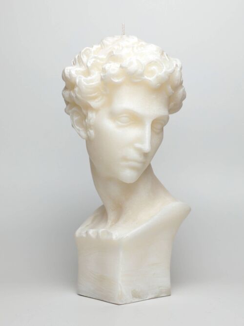 Big White Hermes XL Greek God Head Candle - Roman Bust Figure - Gift, Deco, Trendy, Young & Christmas