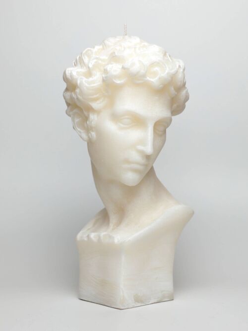 White Hermes XL Greek God Head Candle - Roman Bust Figure