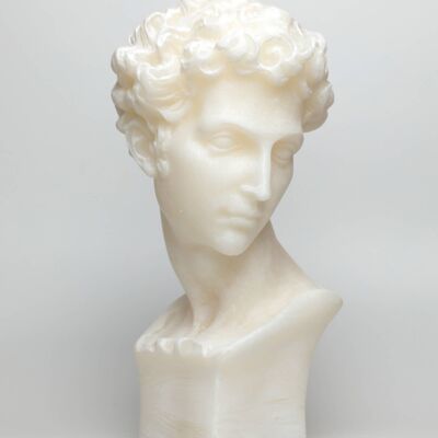White Hermes XL Candela con testa di dio greco - Busto romano