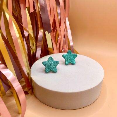 Turquoise leather star earrings