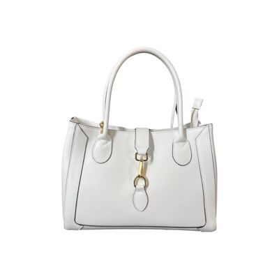 SAFIANO CINZIA WHITE LEATHER SHOULDER BAG