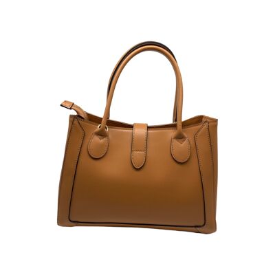 BOLSO DE HOMBRO SAFIANO CINZIA DE PIEL OCRE