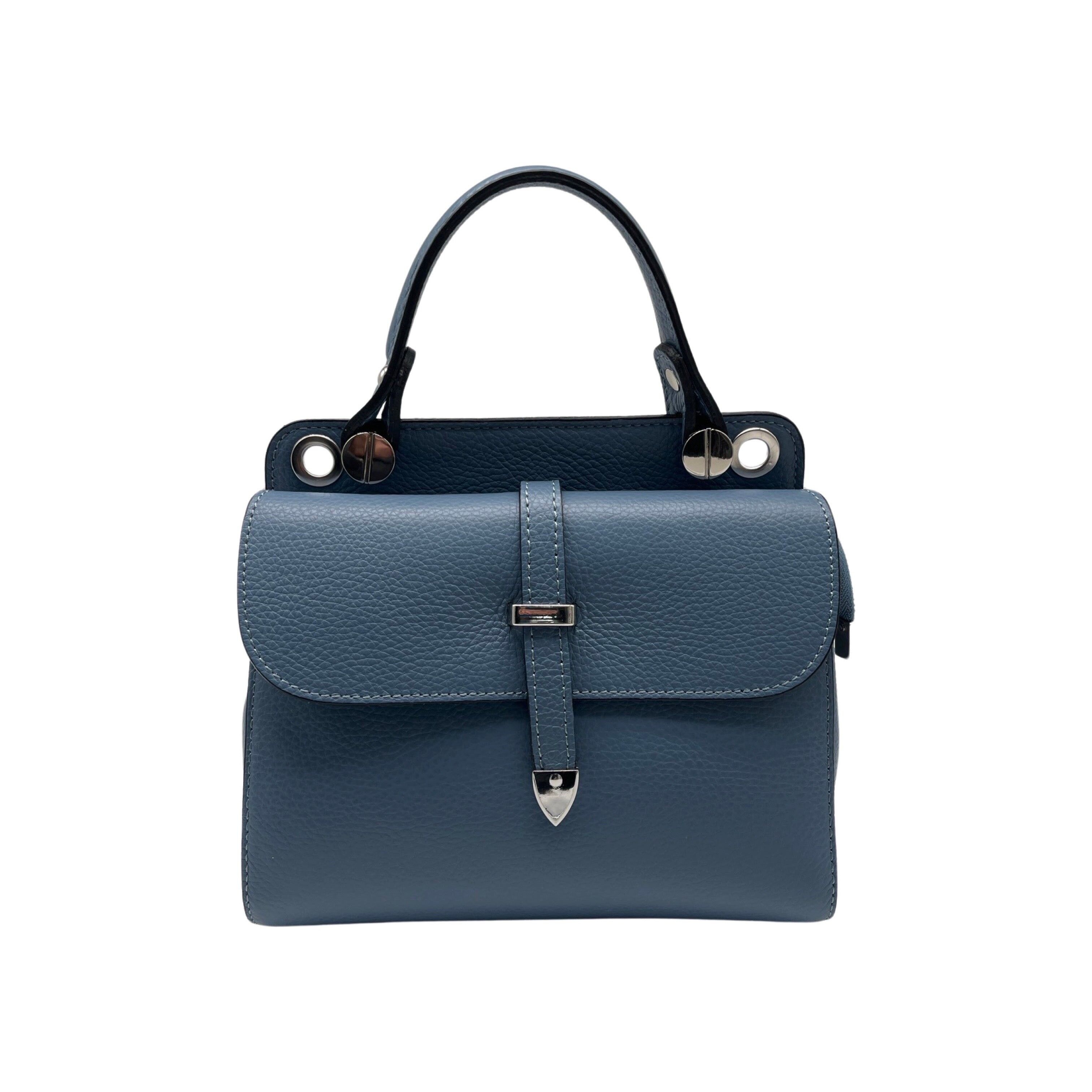 BORSA CON MANICO IN PELLE GRANATA BLU LAURAY