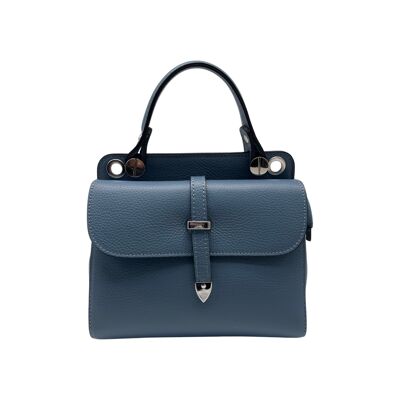 LAURAY BLUE GRAINED LEATHER HANDLE BAG