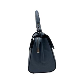 SAC PORTE MAIN CUIR  GRAINE LAURAY BLEU 3