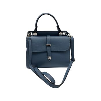 SAC PORTE MAIN CUIR  GRAINE LAURAY BLEU 4