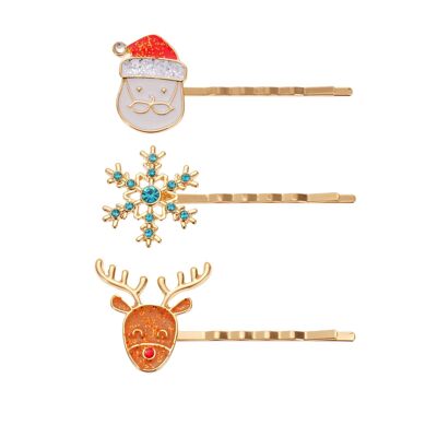 Christmas hairpins "Santa, snowflake and Rudolph"