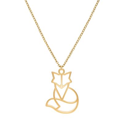 Fauna Fox Animal Necklace Gold or Silver Finish with Chain for Women, Men or Children, Resistant and Adjustable Made in France