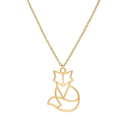 Fauna Fox Animal Necklace Gold or Silver Finish with Chain for Women, Men or Children, Resistant and Adjustable Made in France