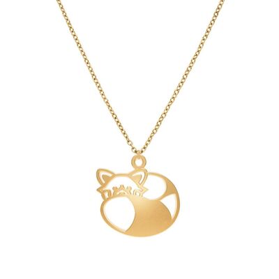 Collana Fauna Red Panda Animal Finitura oro o argento con catena per donna, uomo o bambino, resistente e regolabile Made in France