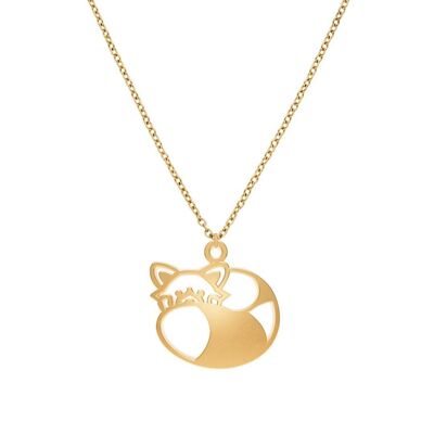 Fauna Red Panda Animal Necklace Gold or Silver Finish with Chain for Women, Men or Children, Resistant and Adjustable Made in France