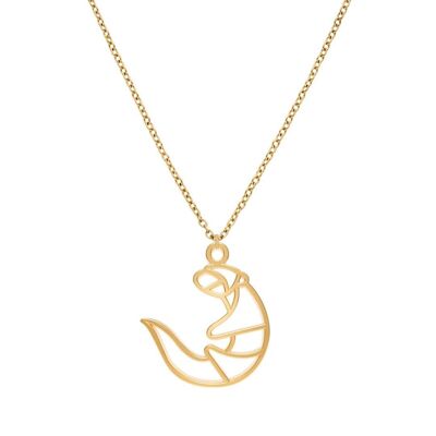 Fauna Otter Animal Necklace Gold or Silver Finish with Chain for Women, Men or Children, Resistant and Adjustable Made in France