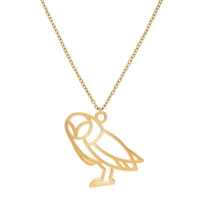 Fauna Owl Animal Necklace Gold or Silver Finish with Chain for Women, Men or Children, Resistant and Adjustable Made in France
