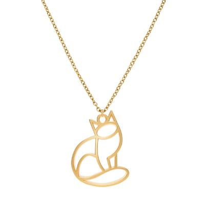 Fauna Cat Animal Necklace Gold or Silver Finish with Chain for Women, Men or Children, Resistant and Adjustable Made in France