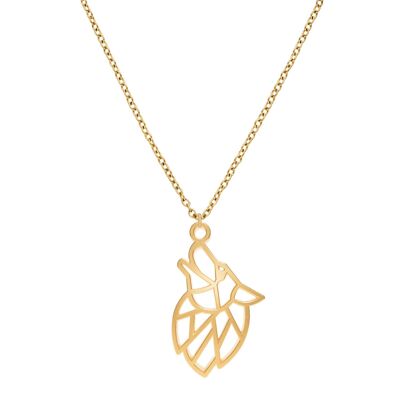Fauna Wolf Animal Necklace Gold or Silver Finish with Chain for Women, Men or Children, Resistant and Adjustable Made in France