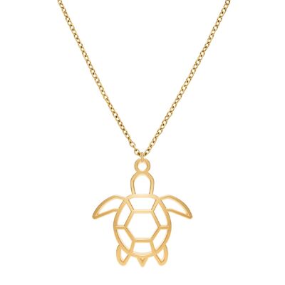 Fauna Turtle Animal Necklace Gold or Silver Finish with Chain for Women, Men or Children, Resistant and Adjustable Made in France