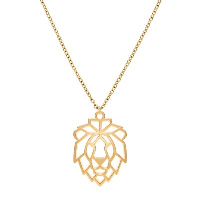 Fauna Lion Animal Necklace Gold or Silver Finish with Chain for Women, Men or Children, Resistant and Adjustable Made in France