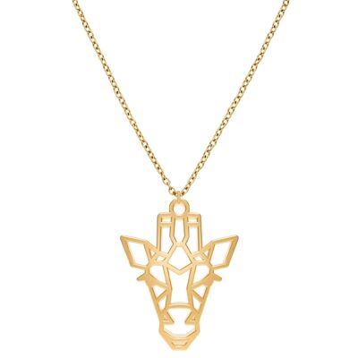 Fauna Giraffe Animal Necklace Gold or Silver Finish with Chain for Women, Men or Children, Resistant and Adjustable Made in France
