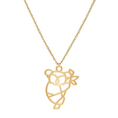 Fauna Koala Animal Necklace Gold or Silver Finish with Chain for Women, Men or Children, Resistant and Adjustable Made in France